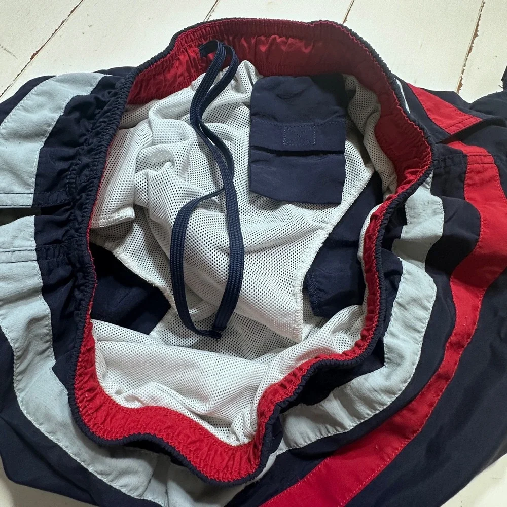 L.L. Bean Cargo Swim Trunks Quick Dry Striped Nylon Lined Shorts Men L 011G2 USA